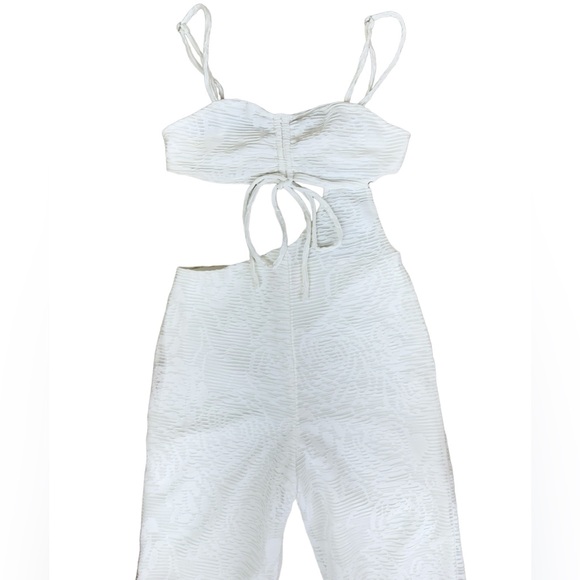 Camila Coelho Aurora Cutout Jumpsuit in White Textured Stretch Burnout REVOLVE - Picture 10 of 12